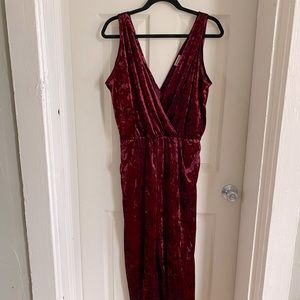 Burgundy Velvet Jumpsuit